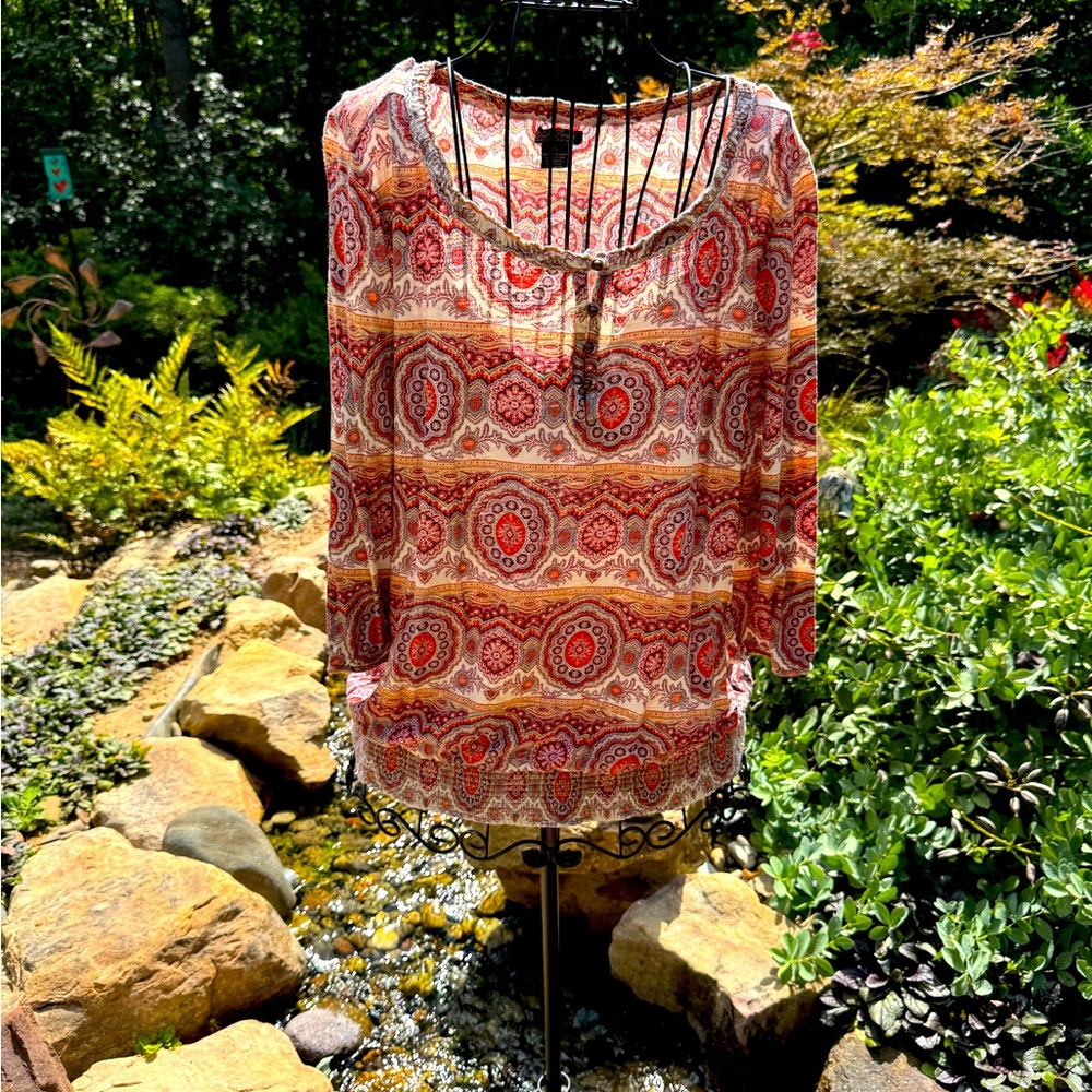 XL Lucky 🍀 Brand 3/4 sleeve blouse. EUC